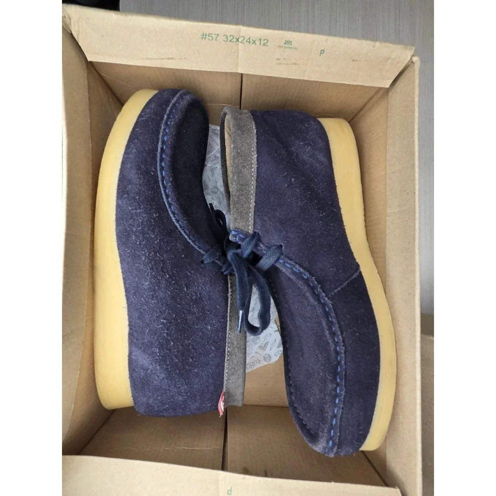 Clarks Stinson Hi Blue Suede Mens Chukka Moccasin Boots 261165047085 Size 9.5 M